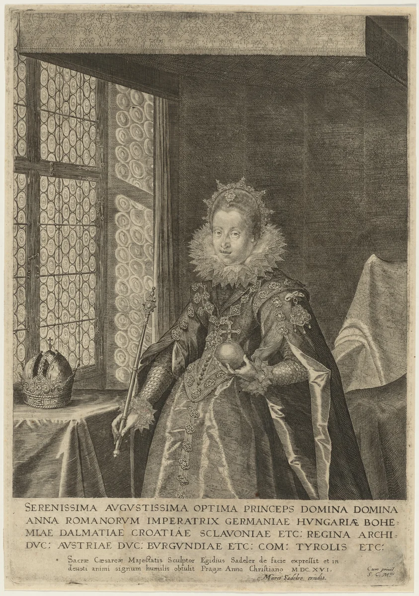 Anna, Wife of Matthias, Roman Emperor by Aegidius Sadeler II, print, 1570-1629