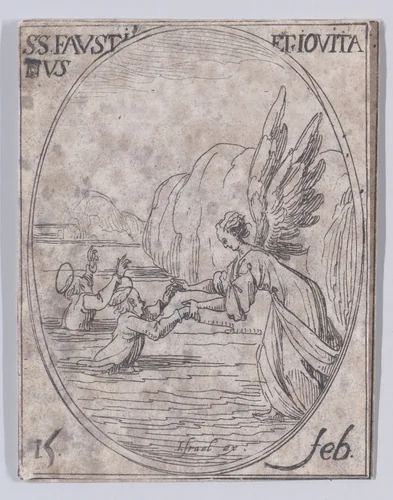 S. Faustin et S. Jovite (St. Faustinus and St. Jovita), February 15th, from "Les Images De Tous Les Saincts et Saintes de L'Année" (Images of All of the Saints and Religious Events of the Year) by Jacques Callot, print, 1636
