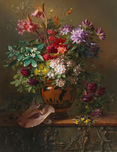 Still Life with Flowers in a Greek Vase: Allegory of Spring by Georgius Jacobus Johannes van Os, painting, 1817