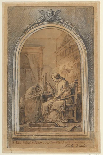 St. Gregory Dictating His Homilies to a Secretary by Carle Vanloo, drawing, 1715-1765