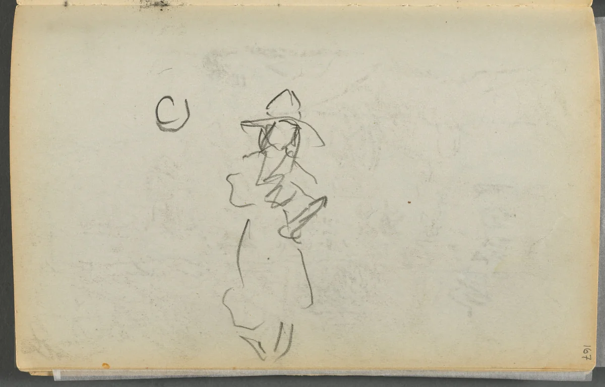 Sketchbook- The Granite Shore Hotel, Rockport, page 167: Figure by Maurice Prendergast, book, 1905-1910