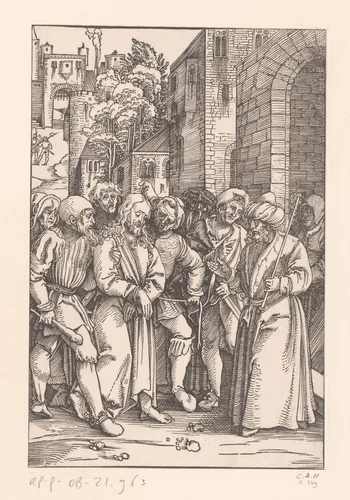 Christus voor Pilatus by anonymous, print, 1506-1507