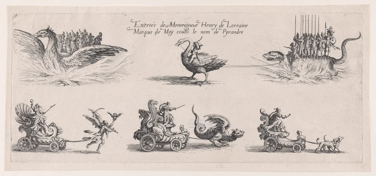 Entrée de Monseigneur Henry de Lorraine (Entrance of Henry de Lorraine), from "Le Combat a la Barrière" by Jacques Callot, print, 1627