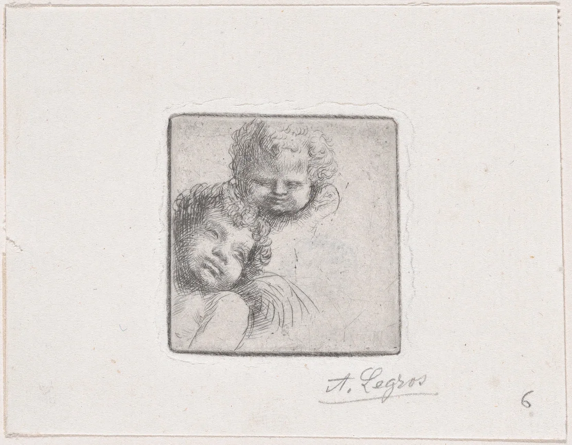 Sketch for Two Children's Heads by Alphonse Legros, print, 1887-1897