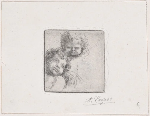 Sketch for Two Children's Heads by Alphonse Legros, print, 1887-1897