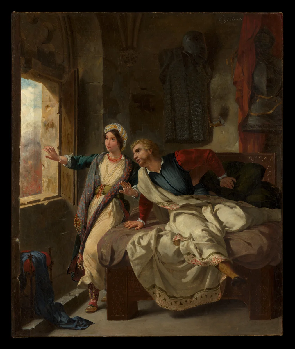 Rebecca and the Wounded Ivanhoe by Eugène Delacroix, painting, 1823