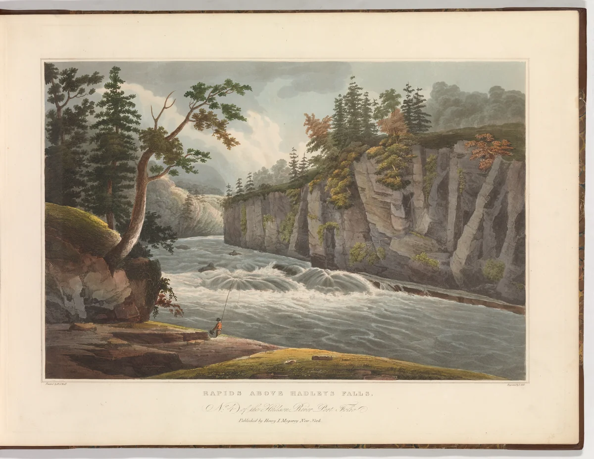 Rapids Above Hadley's Falls (No. 4 of The Hudson River Portfolio) by John Hill, print, 1822-1823