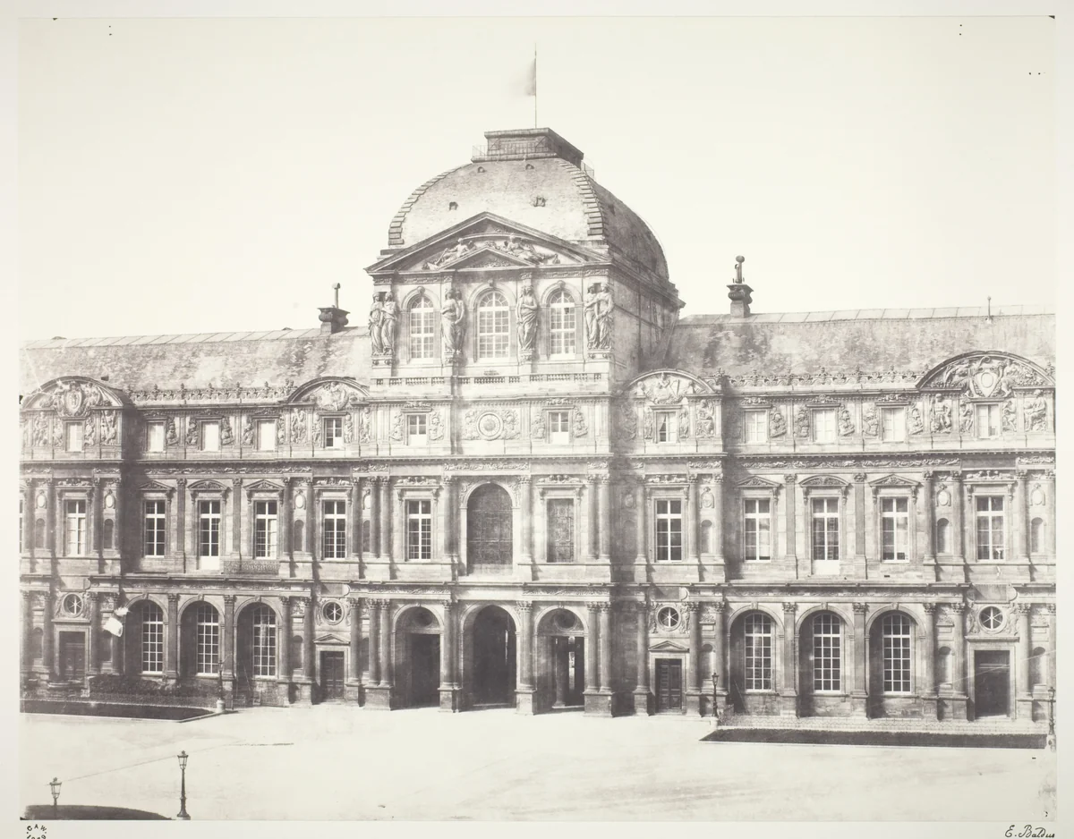 Le Louvre: Pavillion de l'horloge by Édouard Baldus, photograph, 1852