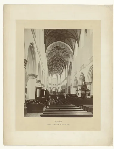 Interieur van de Grote of Sint-Bavokerk in Haarlem by anonymous, photograph, 1850-1880
