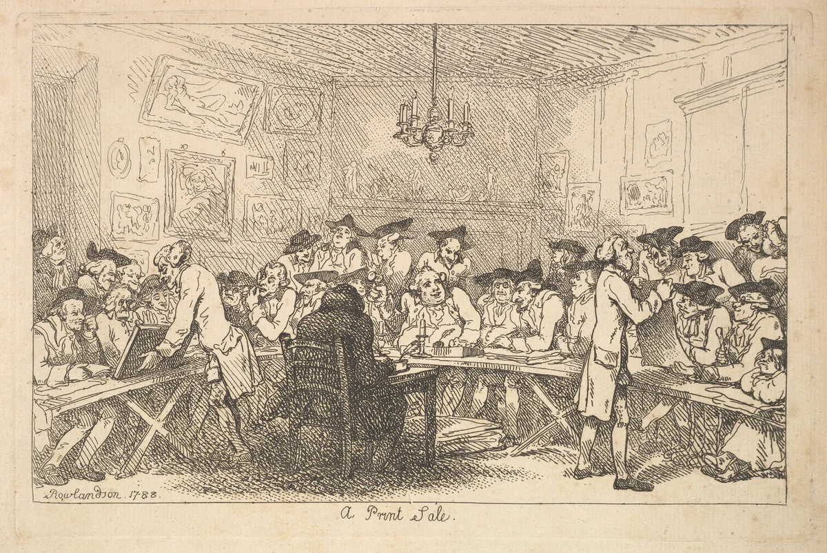 A Print Sale – A Night Auction by Thomas Rowlandson, print, 1788