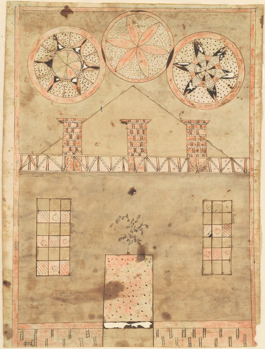 Fraktur House by American 19th Century, drawing, 1800-1850