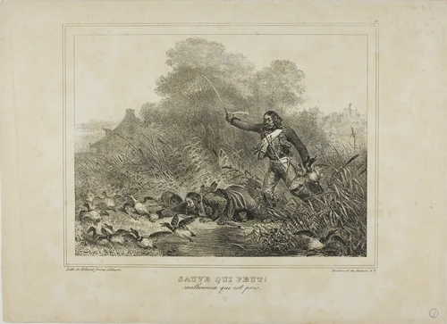 Every Man for Himself! by Denis Auguste Marie Raffet, print, 1833