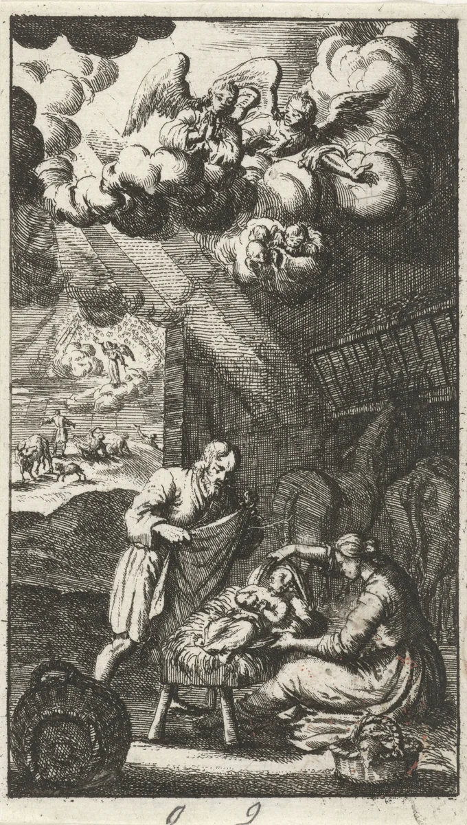 Geboorte van Christus by anonymous, print, 1681-1762