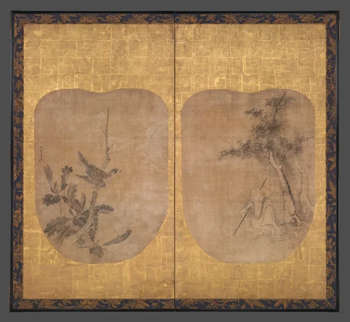 Daoist Sage and Hawk by Soga Nichokuan, painting, 1600-1700