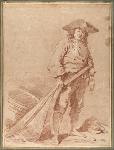 A Fisherman Pulling a Net by Jean Honoré Fragonard, drawing, 1774