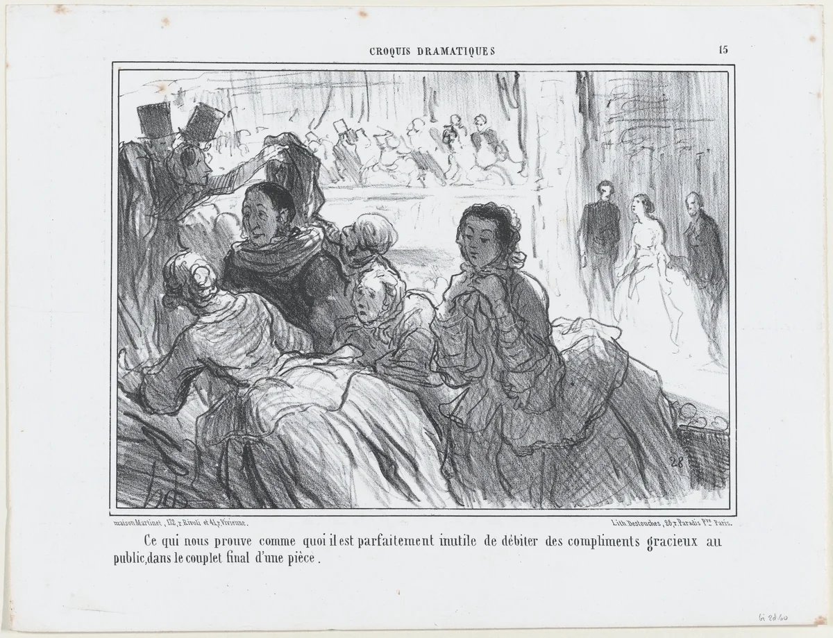 Ce qui nous prouve comme quoi il est... inutile..., from Croquis Dramatiques, published in Le Charivari, May 23, 1857 by Honoré Daumier, print, 1857