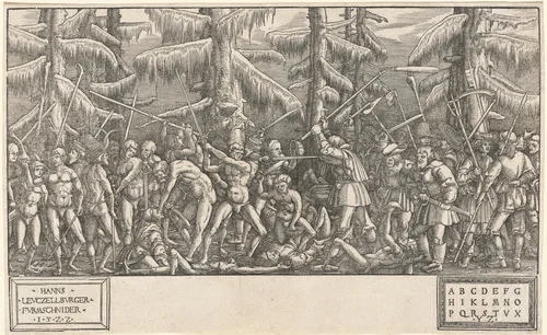 Battle of Naked Men and Peasants by Hans Lützelburger, print, 1522