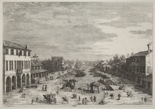 Mestre by Canaletto, print, 1735-1746