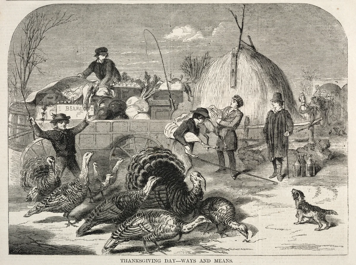 Thanksgiving Day - Ways and Means by Winslow Homer, print, 1858