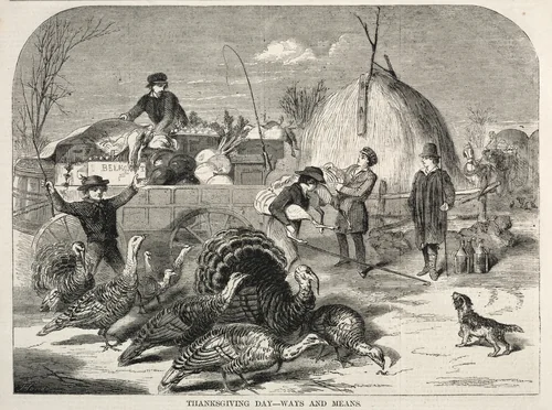 Thanksgiving Day - Ways and Means by Winslow Homer, print, 1858