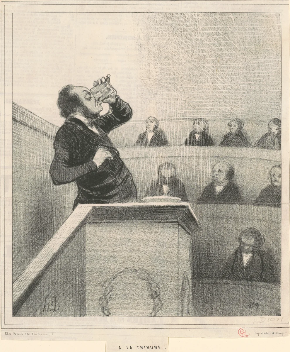 A la tribune by Honoré Daumier, print, 1843