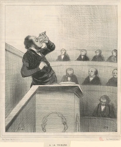 A la tribune by Honoré Daumier, print, 1843