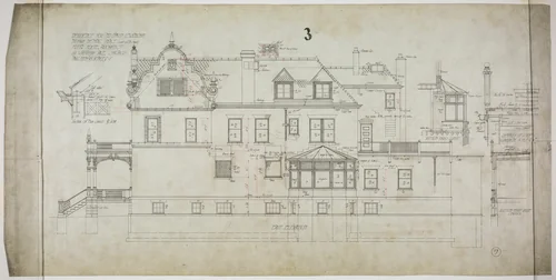 David Lewinsohn House, Chicago, Illinois, East Elevation by Fritz Frederick L. Foltz, drawing, 1898