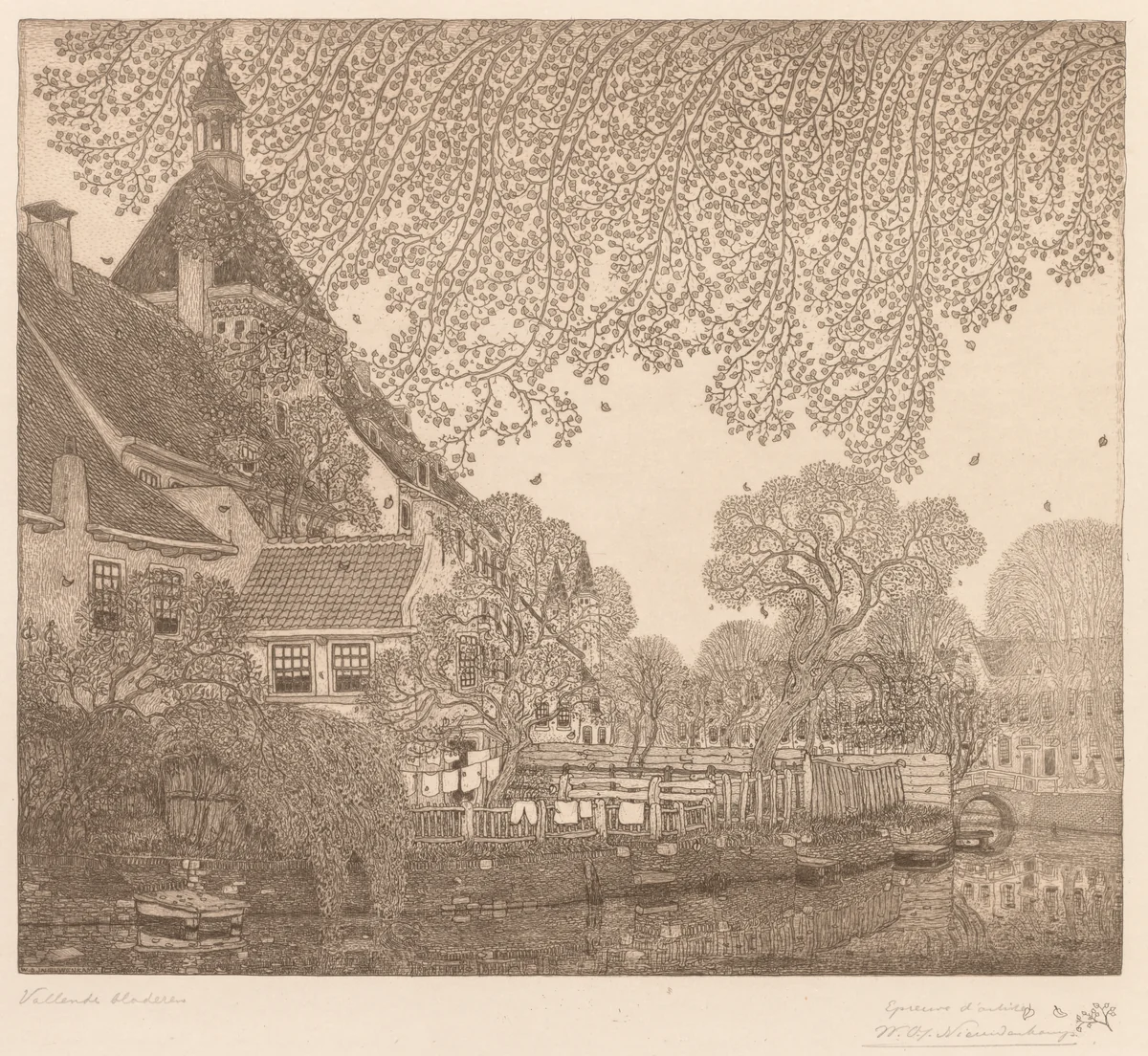 Falling Leaves, Amersfoort by Wynand Otto Jan Nieuwenkamp, print, 1907-1908