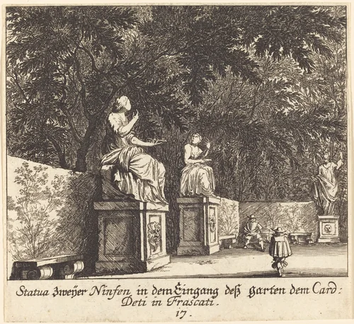 Gardens, Cardinal Deti, Frascati by Melchior Küsel; Johann Wilhelm Baur, print, 1681