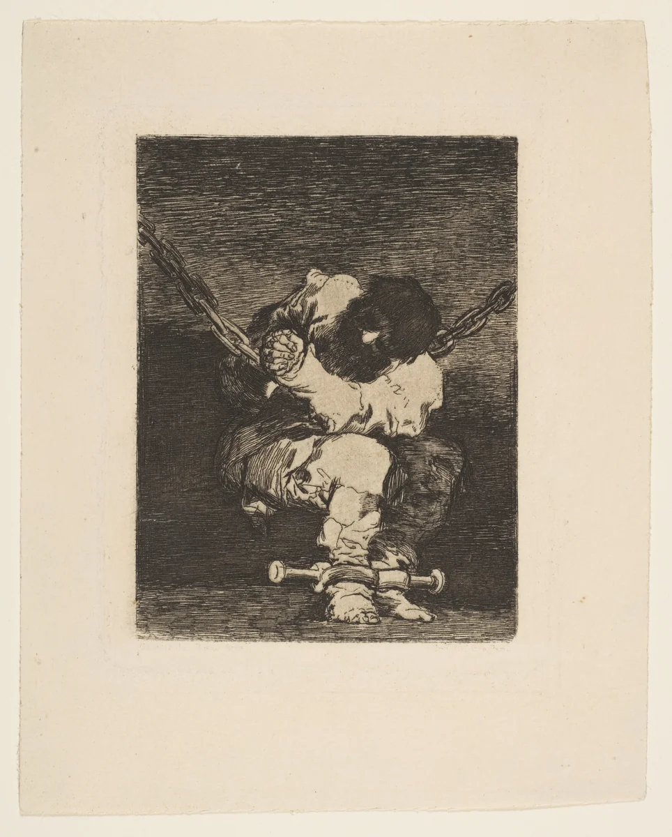 'The custody is as barbarous as the crime' (Tan bárbara la seguridad como el delito) by Goya, print