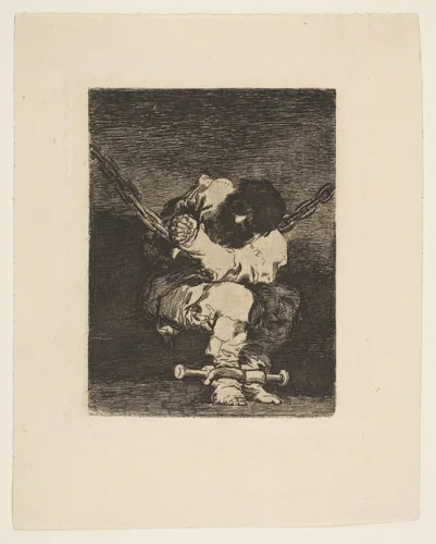 'The custody is as barbarous as the crime' (Tan bárbara la seguridad como el delito) by Goya, print