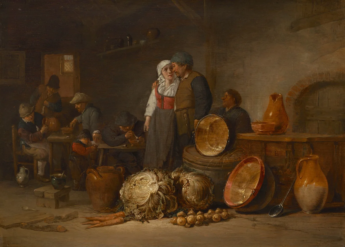 Tavern Scene with Standing Couple by Jan Jansz. van Buesem, painting, 1653