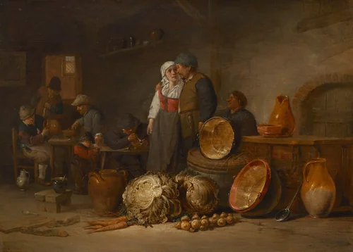 Tavern Scene with Standing Couple by Jan Jansz. van Buesem, painting, 1653