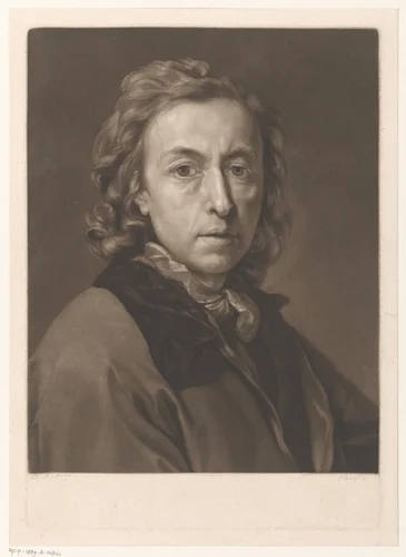 Portret van Anton Raphael Mengs by Josef Clarot, print, 1780-1820