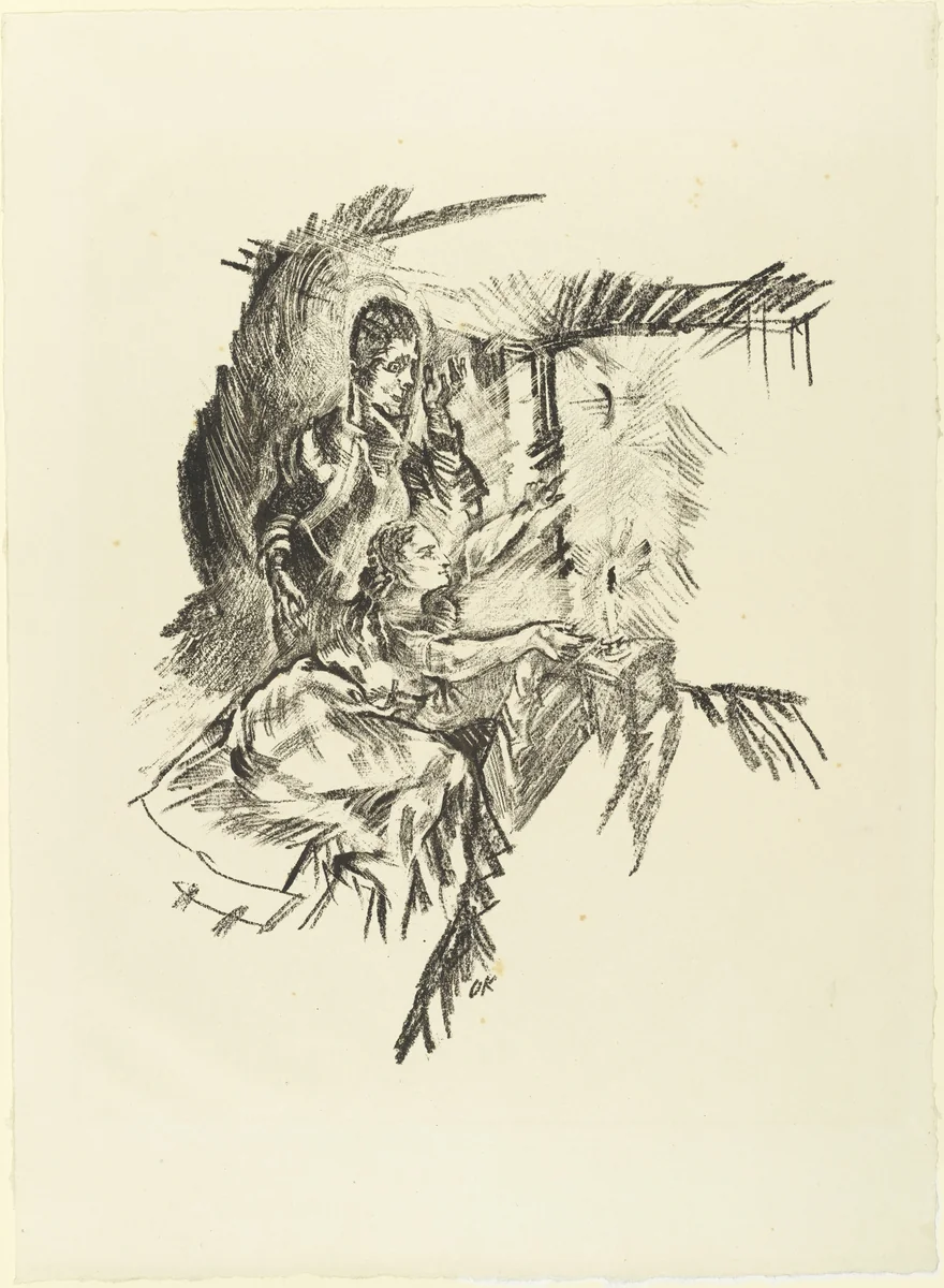 Couple in Candlelight (Das Paar im Kerzenlicht) (plate 5) from The Bound Columbus (Der gefesselte Columbus) by Oskar Kokoschka, print, 1916