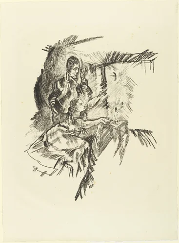 Couple in Candlelight (Das Paar im Kerzenlicht) (plate 5) from The Bound Columbus (Der gefesselte Columbus) by Oskar Kokoschka, print, 1916