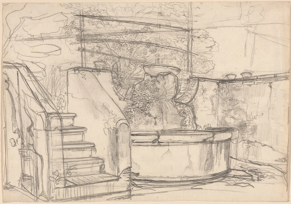 Corner of a Garden Court by Friedrich Salathé, drawing, 1815-1821