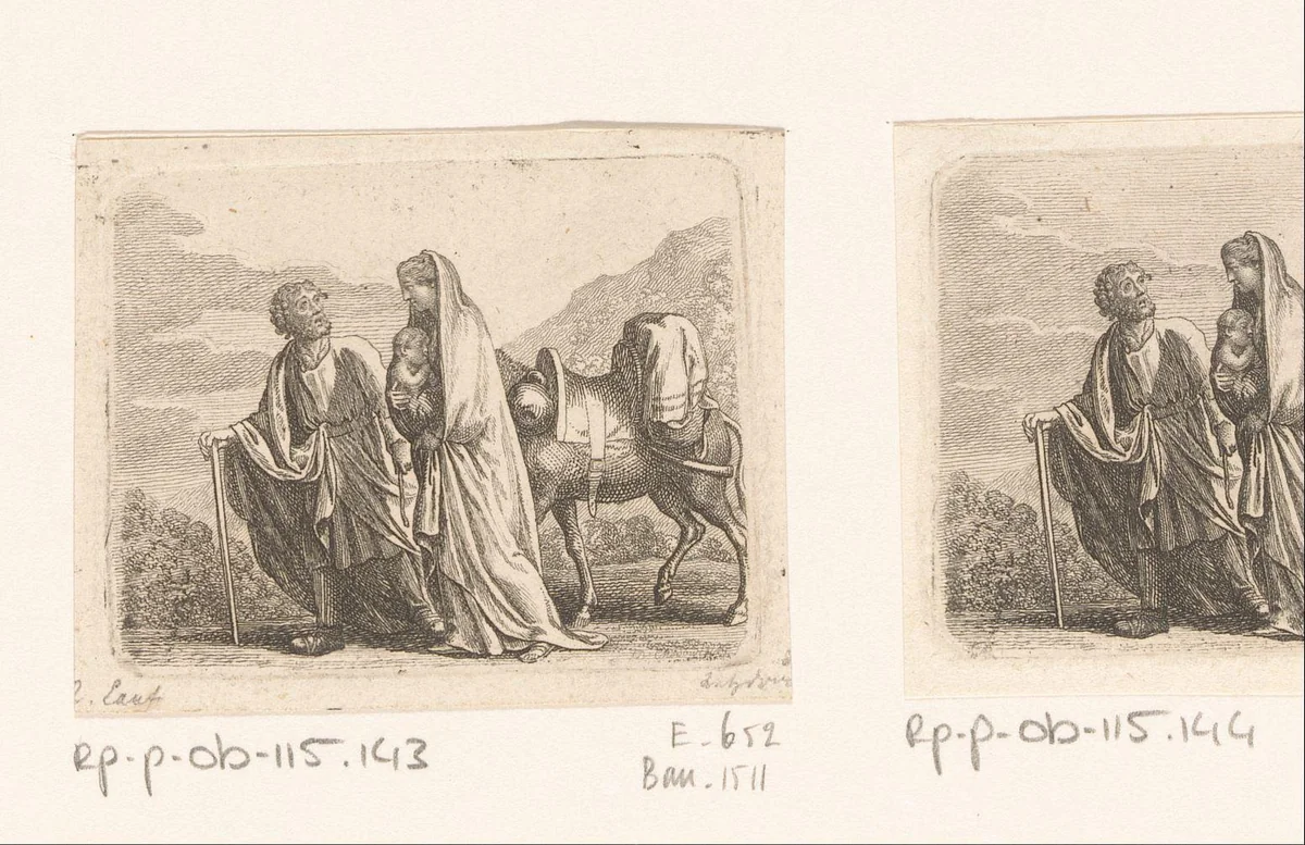 Vlucht naar Egypte by Daniel Nikolaus Chodowiecki, print, 1790