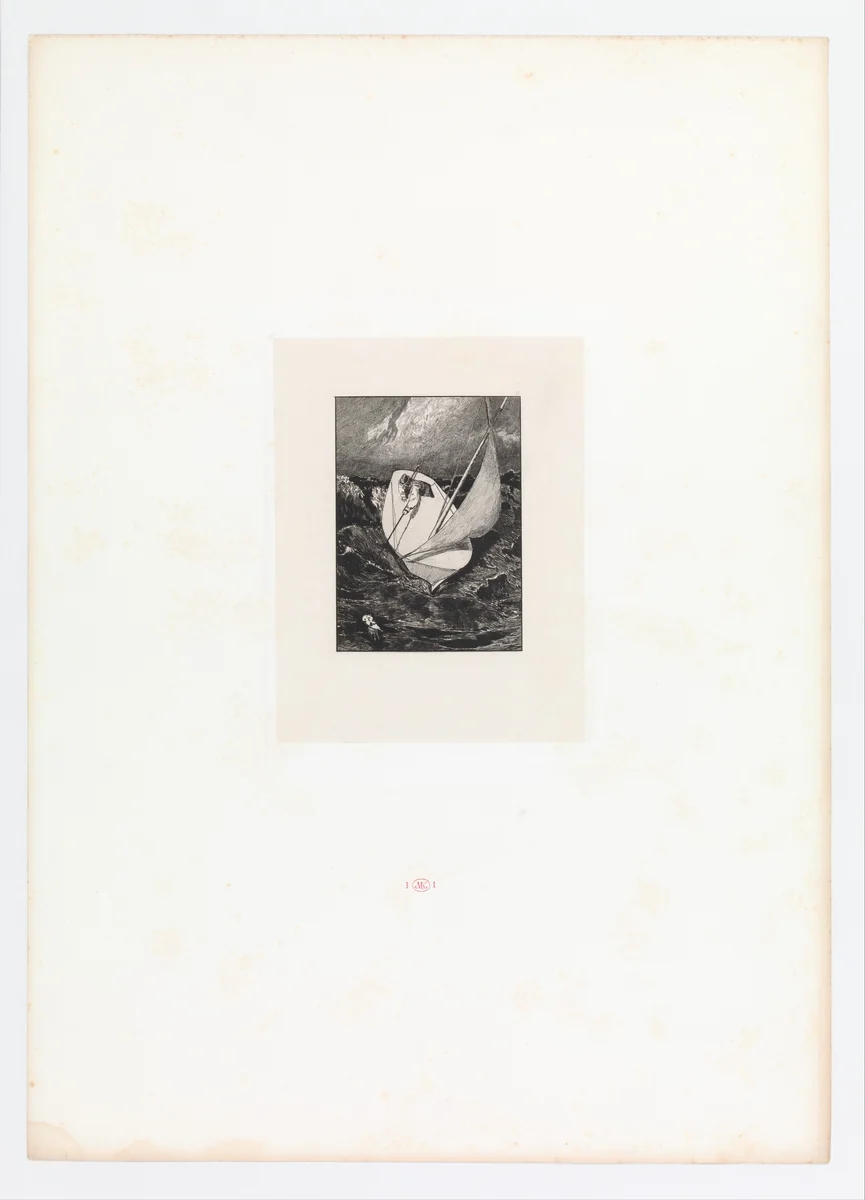 Rescue (plate four from Paraphrase on the Finding of a Glove) by Max Klinger, print, 1881