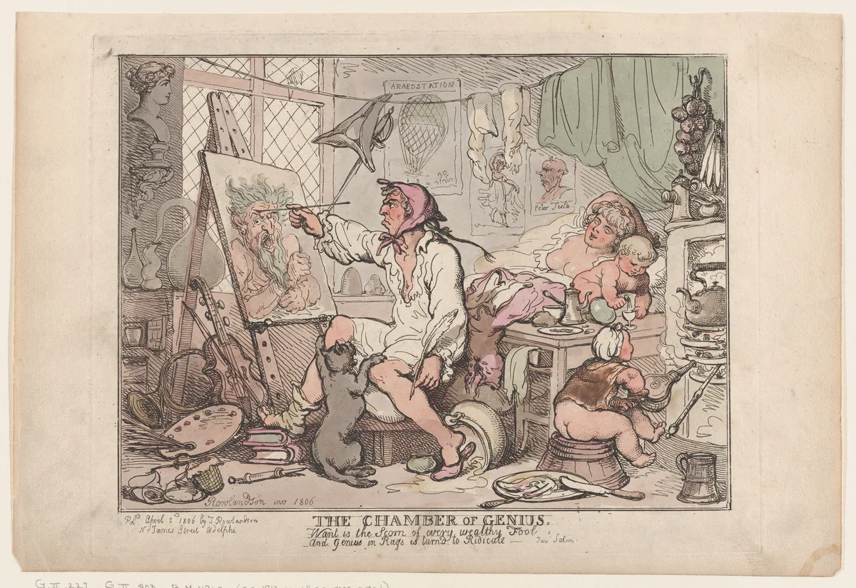 The Chamber of Genius by Thomas Rowlandson, print, 1806