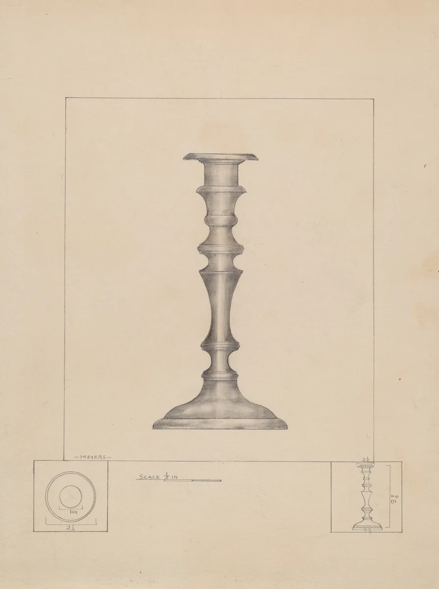 Candlestick by Henry Meyers, index of american design, 1936