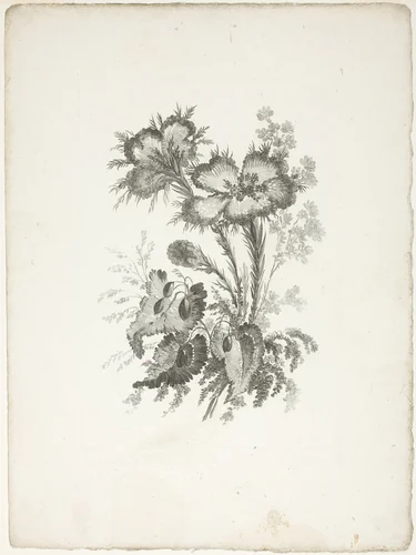 Bouquet, from Collection of New Flowers of Taste for the Manufacture of Persian Cloth, Invented and Drawn by Jean Pillement by Johann Heinrich Hess, print, 1765-1770
