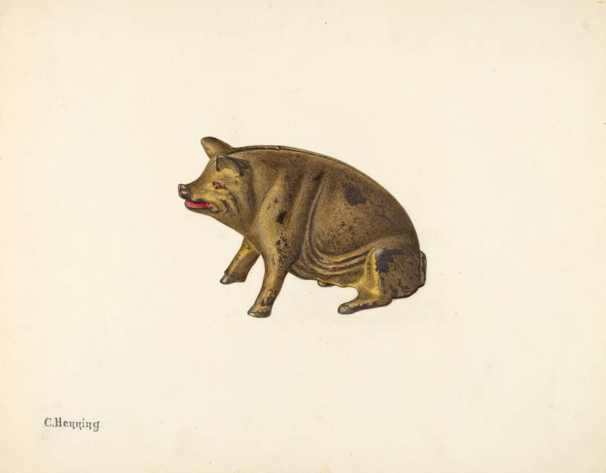 Penny Bank: Pig by Charles Henning, index of american design, 1941