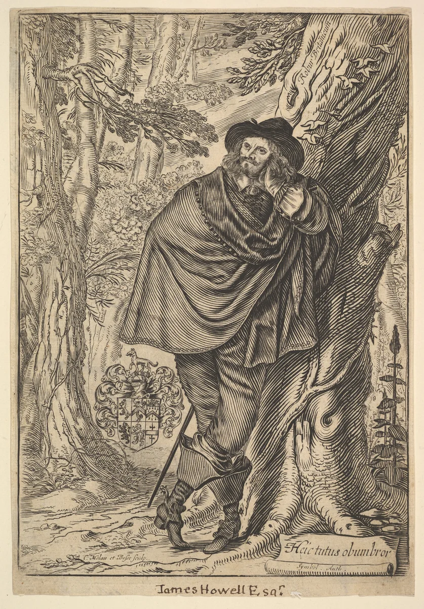 James Howell Standing in a Forest by Claude Mellan, print, 1641