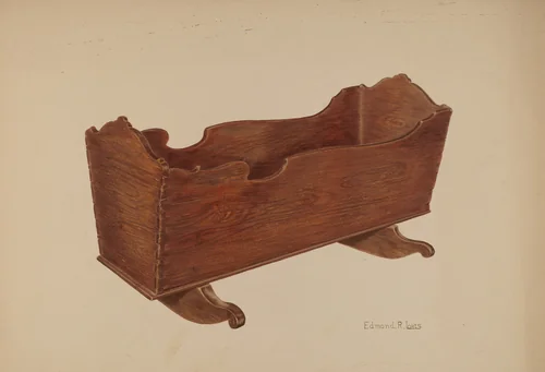Wooden Cradle by Edmond Lorts, index of american design, 1938