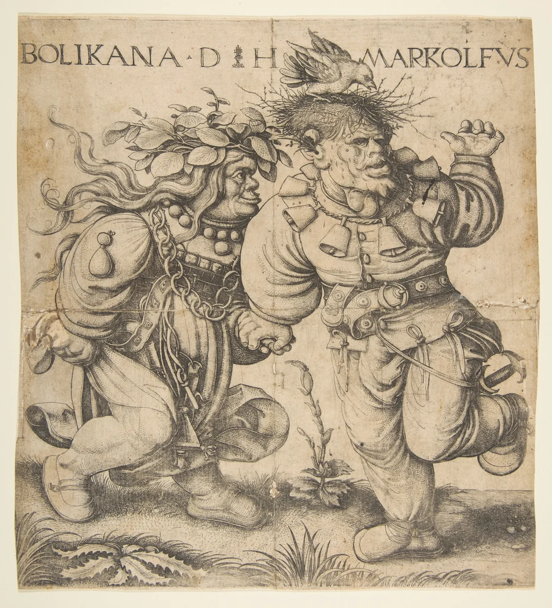 Bolinka and Marcolfus by Daniel Hopfer, print, 1485-1536