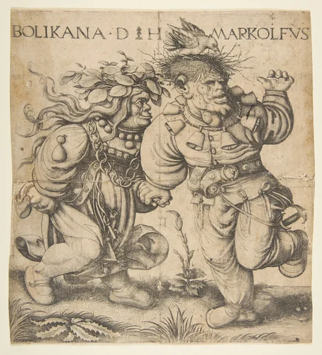 Bolinka and Marcolfus by Daniel Hopfer, print, 1485-1536