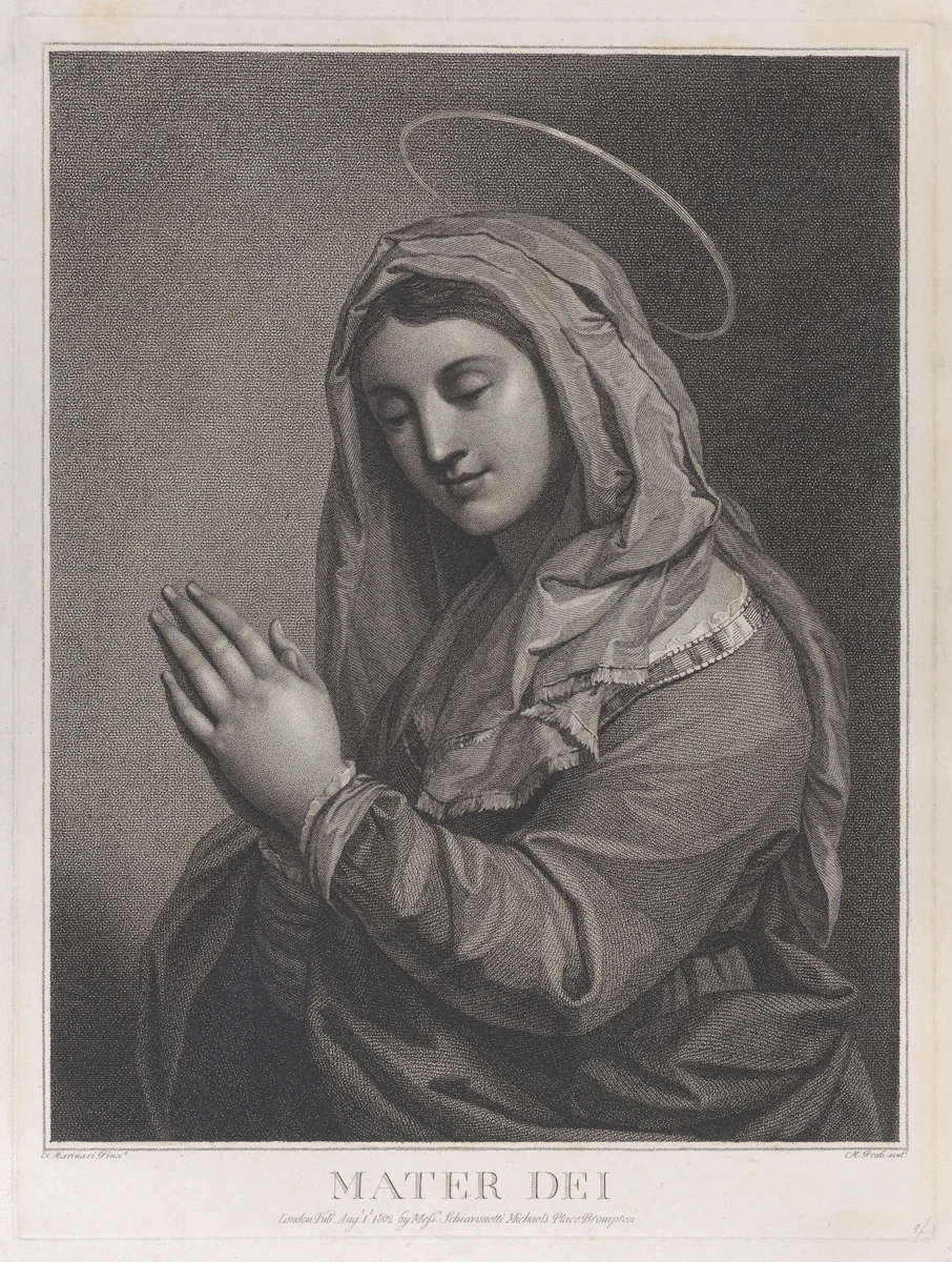 Mater Dei, the Virgin in prayer towards the left by anonymous, print, 1802
