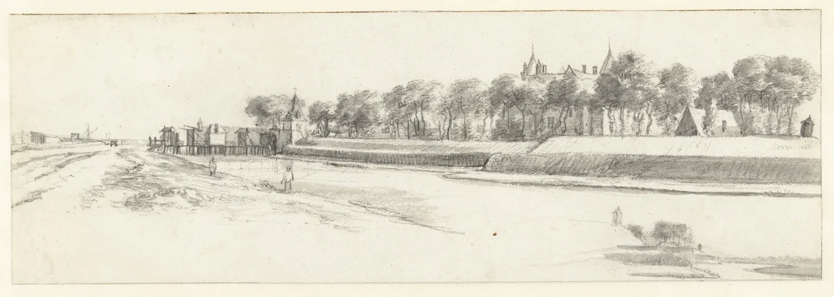 Twee gezichten op het kasteel Loevestein by Roelant Roghman, drawing, 1646-1647