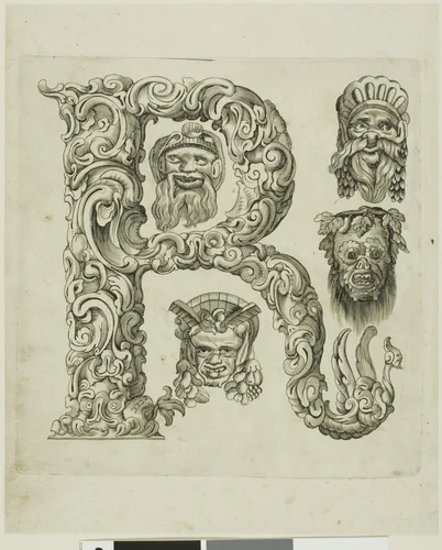 Letter R by Peter Aubry, print, 1630